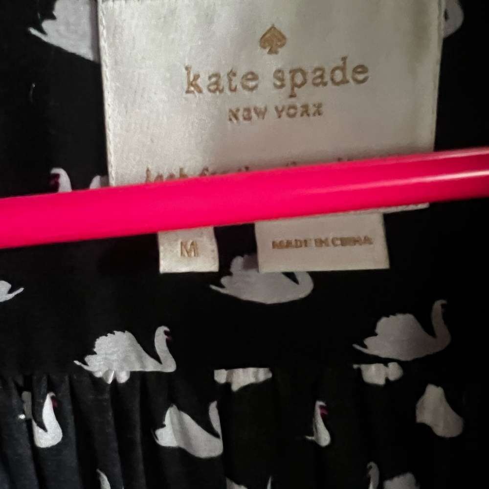 Kate Spade Black and White Swan Print Dress size medium - Picture 2 of 6